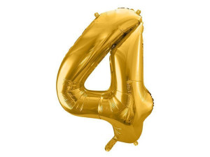 balon 100cm(39") cyfra "4" metalizowany złoty