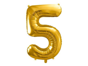 balon 100cm(39") cyfra "5" metalizowany złoty