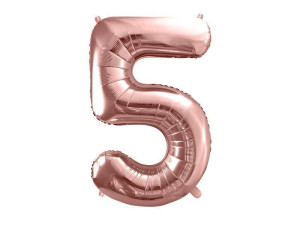 balon 100cm(39") cyfra "5" metalizowany rosegold