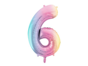 balon 100cm(39") cyfra "6" metalizowany tęczowy
