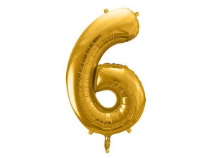 balon 100cm(39") cyfra "6" metalizowany złoty