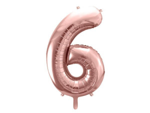 balon 100cm(39") cyfra "6" metalizowany rosegold