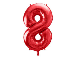 balon 100cm(39") cyfra "8" metalizowany czerwony