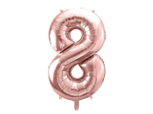 balon 100cm(39") cyfra "8" metalizowany rosegold