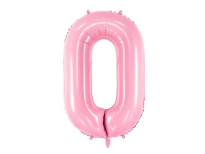 balon 100cm(39") cyfra "0" pastelowy różowy