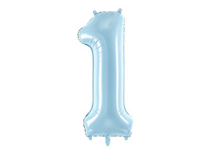 balon 100cm(39") cyfra "1" pastelowy błękitny