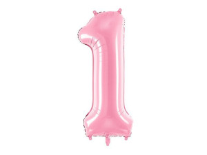 balon 100cm(39") cyfra "1" pastelowy różowy