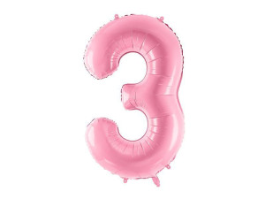 balon 100cm(39") cyfra "3" pastelowy różowy