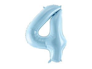 balon 100cm(39") cyfra "4" pastelowy błękitny
