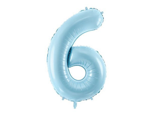 balon 100cm(39") cyfra "6" pastelowy błękitny