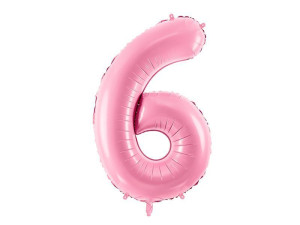 balon 100cm(39") cyfra "6" pastelowy różowy
