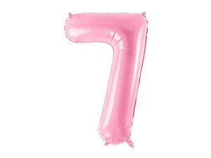 balon 100cm(39") cyfra "7" pastelowy różowy