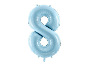 balon 100cm(39") cyfra "8" pastelowy błękitny