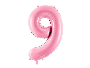 balon 100cm(39") cyfra "9" pastelowy różowy