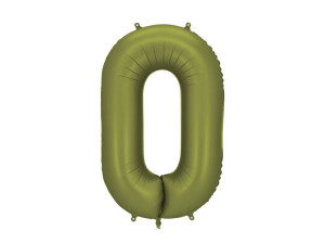 balon 100cm(39") cyfra "0" satynowy oliwkowy