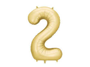 balon 100cm(39") cyfra "2" satynowy złoty