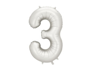 balon 100cm(39") cyfra "3" satynowy srebrny
