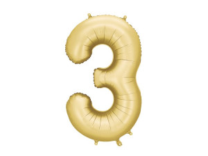 balon 100cm(39") cyfra "3" satynowy złoty
