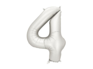 balon 100cm(39") cyfra "4" satynowy srebrny