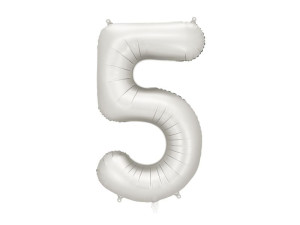 balon 100cm(39") cyfra "5" satynowy srebrny