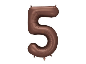balon 100cm(39") cyfra "5" satynowy mocca