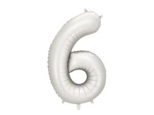 balon 100cm(39") cyfra "6" satynowy srebrny