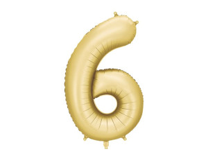 balon 100cm(39") cyfra "6" satynowy złoty