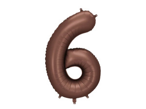 balon 100cm(39") cyfra "6" satynowy mocca