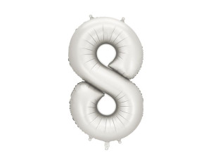 balon 100cm(39") cyfra "8" satynowy srebrny