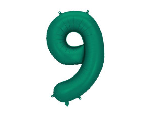 balon 100cm(39") cyfra "9" satynowy ciemnozielony
