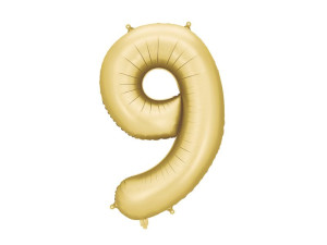 balon 100cm(39") cyfra "9" satynowy złoty