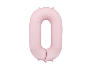 balon 100cm(39") cyfra "0" matowy jasnoróżowy