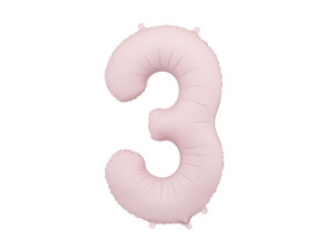 balon 100cm(39") cyfra "3" matowy jasnoróżowy