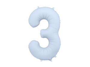 balon 100cm(39") cyfra "3" matowy niebieski