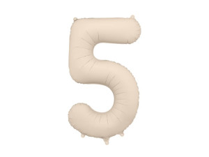 balon 100cm(39") cyfra "5" matowy beżowy