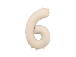 balon 100cm(39") cyfra "6" matowy beżowy