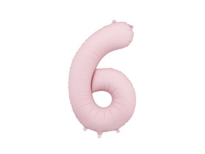 balon 100cm(39") cyfra "6" matowy jasnoróżowy