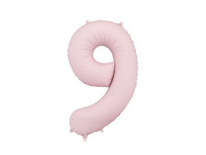 balon 100cm(39") cyfra "9" matowy jasnoróżowy
