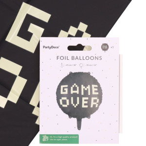 Balon foliowy Game over, 45 cm, czarny
