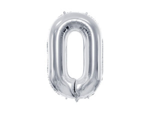 balon 86cm(34") cyfra "0" metalizowany srebrny