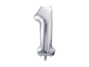 balon 86cm(34") cyfra "1" metalizowany srebrny