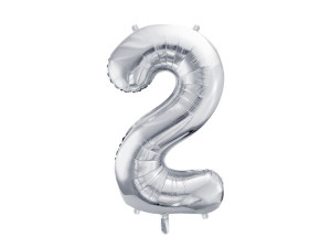 balon 86cm(34") cyfra "2" metalizowany srebrny