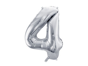 balon 86cm(34") cyfra "4" metalizowany srebrny