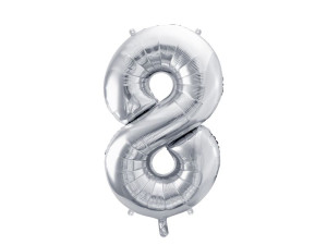 balon 86cm(34") cyfra "8" metalizowany srebrny