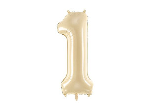 balon 86cm(34") cyfra "1" pastelowy jasny beż