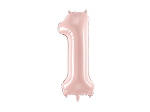 balon 86cm(34") cyfra "1" pastelowy różowy