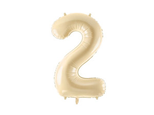 balon 86cm(34") cyfra "2" pastelowy jasny beż