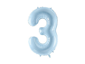 balon 86cm(34") cyfra "3" pastelowy niebieski