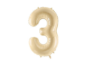 balon 86cm(34") cyfra "3" pastelowy jasny beż
