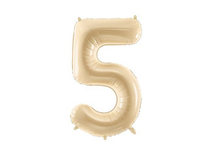 balon 86cm(34") cyfra "5" pastelowy jasny beż